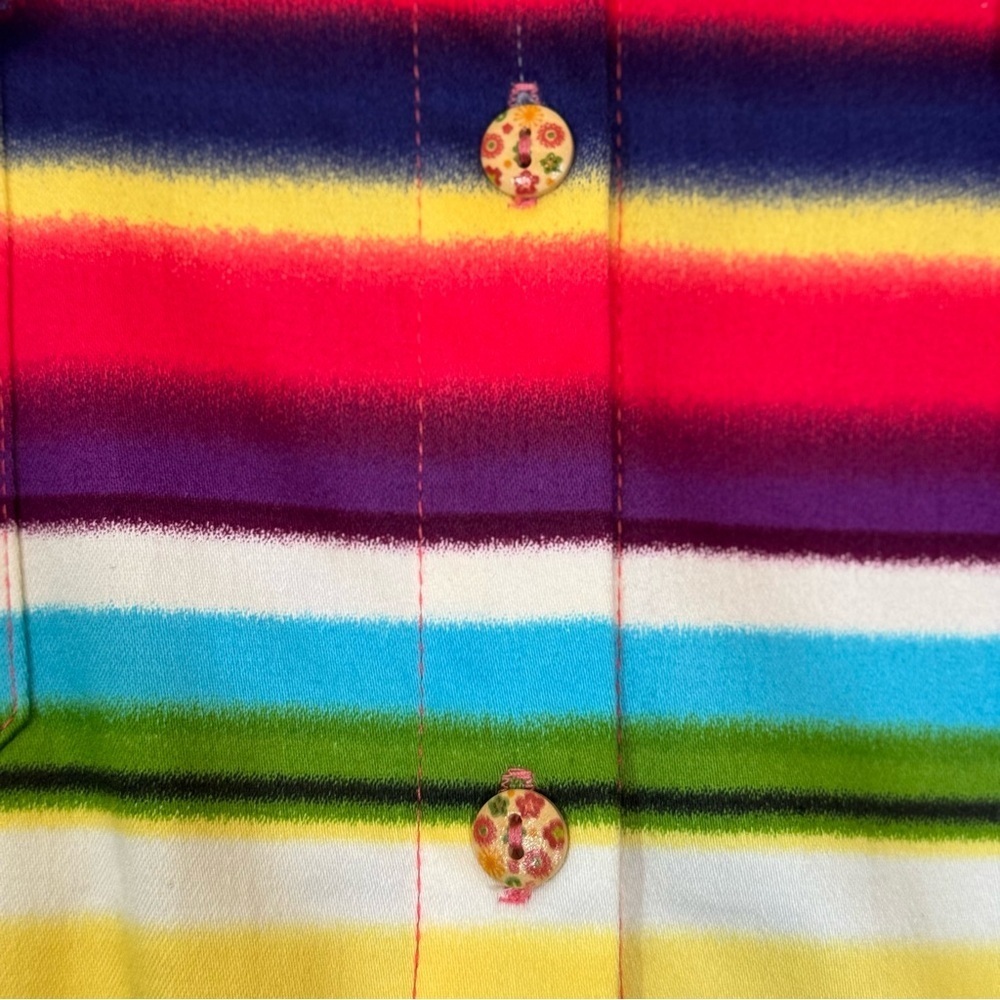L&B Bright Multicolor Striped Button Down Shirt Dress Size XL Western Belted NWT - Picture 10 of 16